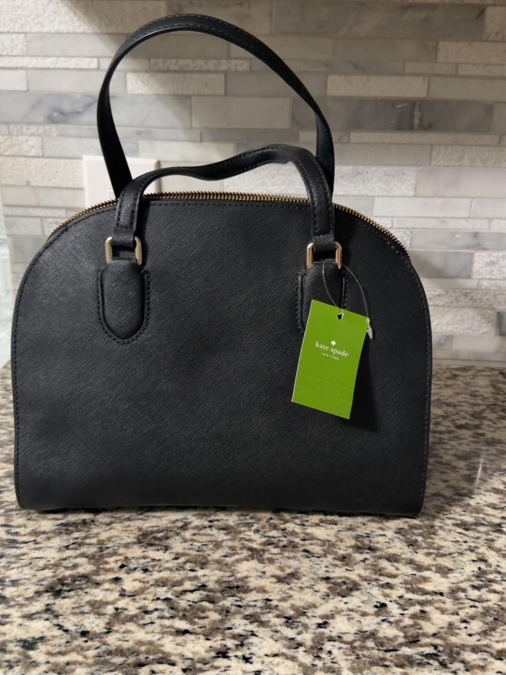 kate spade Black Saffiano Dome Satchel with Gold Hardware - Picture 2 of 7